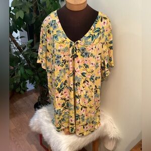 Woman Within Plus Size 6X/42-44 Multicolor Floral V-Neck Tunic Top